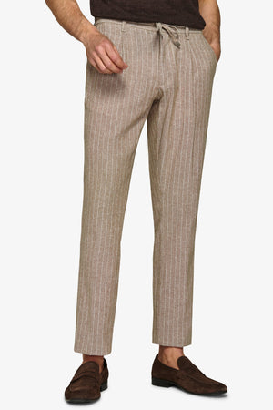 Pantalaccio misto lino gessato beige