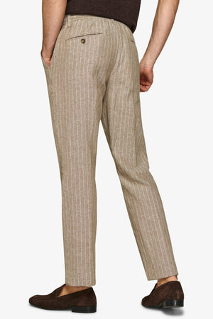 Pantalaccio misto lino gessato beige