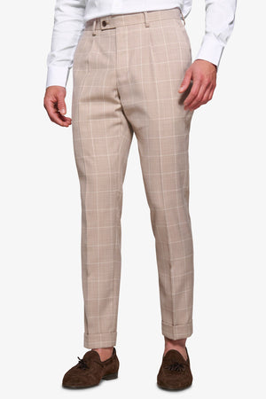 Pantalone da abito finestrato beige