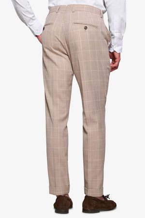 Pantalone da abito finestrato beige