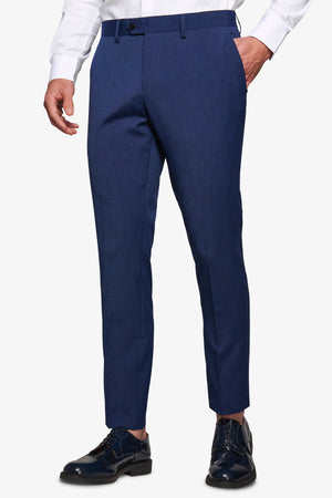 Pantalone da abito trama punto a spillo blu slim