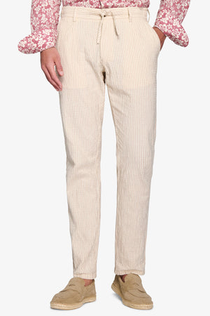 Pantalaccio seersucker rigato beige