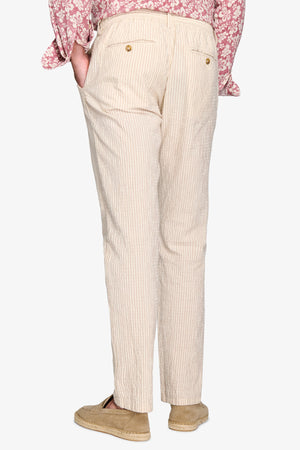 Pantalaccio seersucker rigato beige