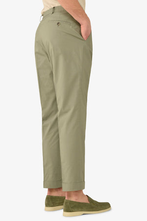 Pantalone da abito tela paracadute verde malva slim