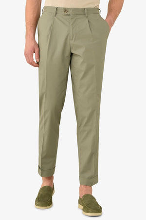 Pantalone da abito tela paracadute verde malva slim