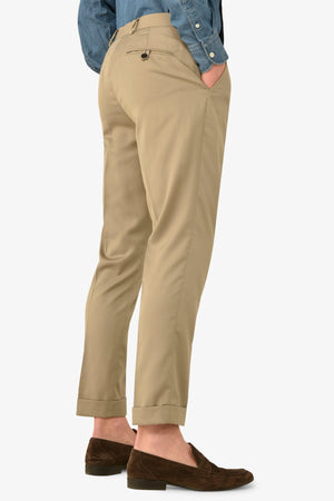 Pantalone da abito con pinces sabbia slim