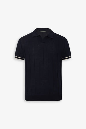 Polo in maglia riga verticale navy