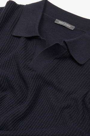 Polo in maglia collo aperto armaturata navy