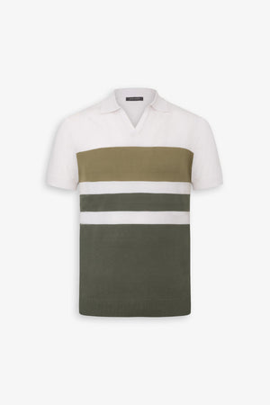 Polo in maglia color block verde