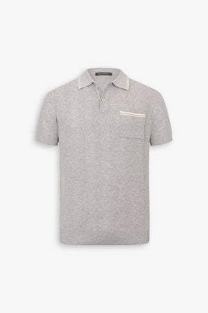 Polo in maglia riga armaturata verticale grigio chiaro