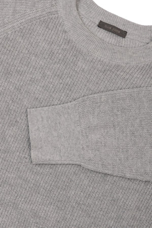 Maglia girocollo costina grigio chiaro