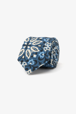 Cravatta jacquard fiore all over blu