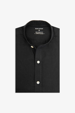 Camicia coreana misto lino nero